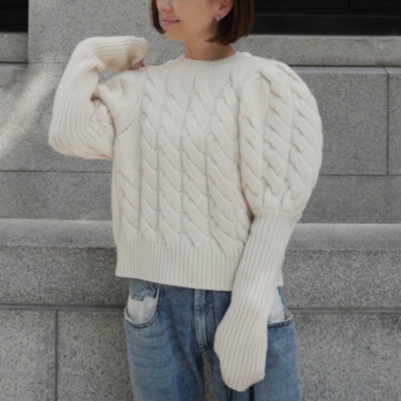 Bubbly 2way Cable Cardigan white | HEVE