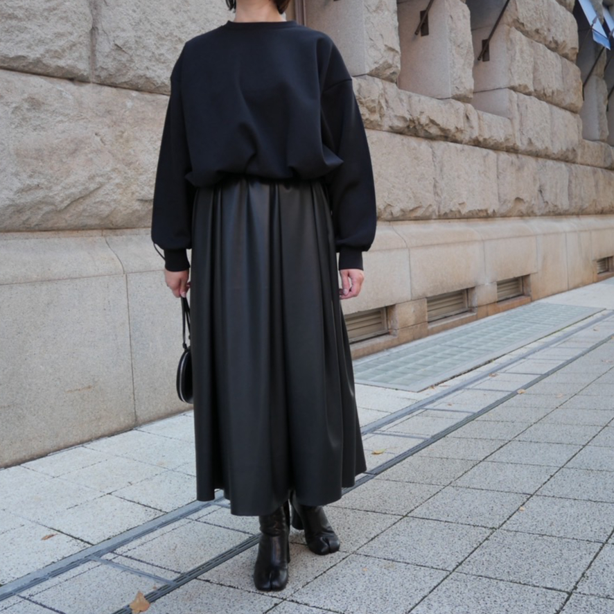 スカート Heve Tuck Flare Leather SK rose 36 Heve Tuck Flare Leather SK rose36 Aknvas Liva Rose Faux Leather