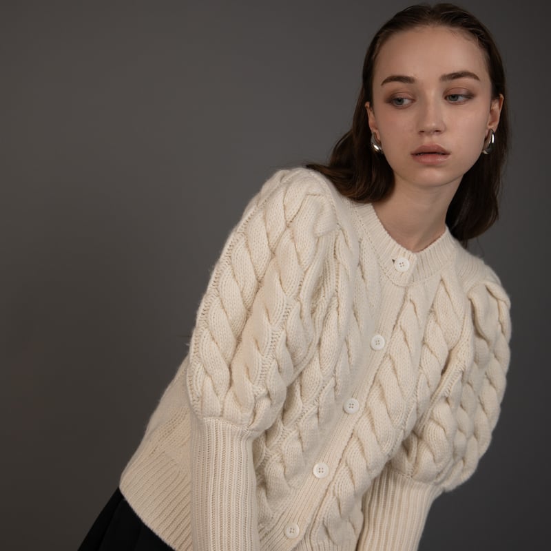 Bubbly 2way Cable Cardigan white | HEVE