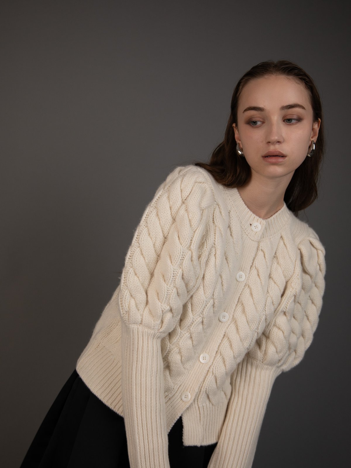 Bubbly 2way Cable Cardigan white | HEVE