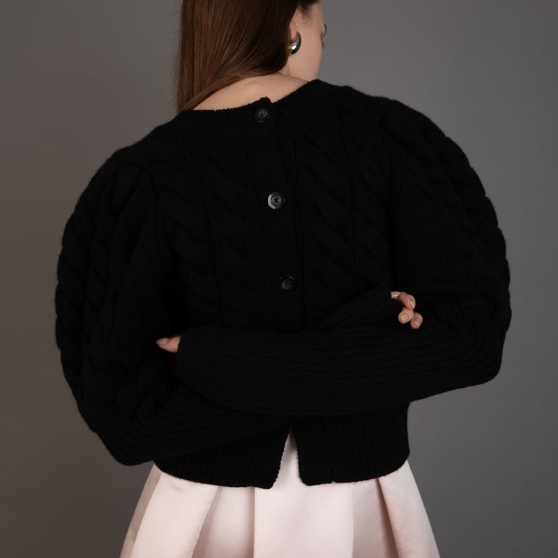 Bubbly 2way Cable Cardigan black | HEVE