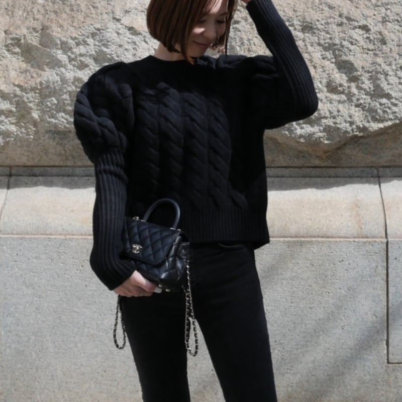 Bubbly 2way Cable Cardigan black | HEVE