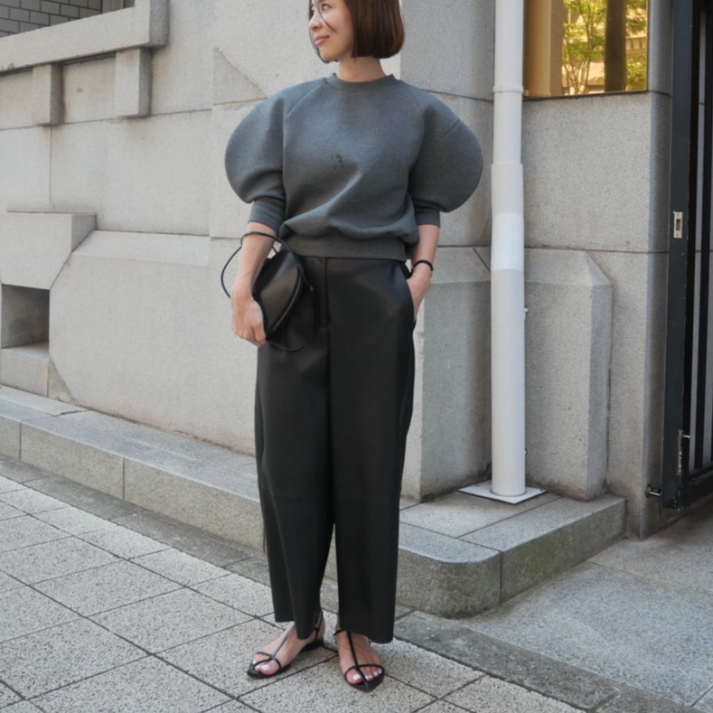 トップス HEVE Arch Peplum knit charcoal Cloudy Tops charcoal | HEVE