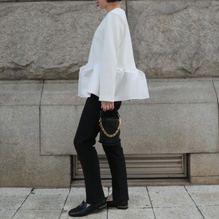 Ripple Peplum Blouse white | HEVE