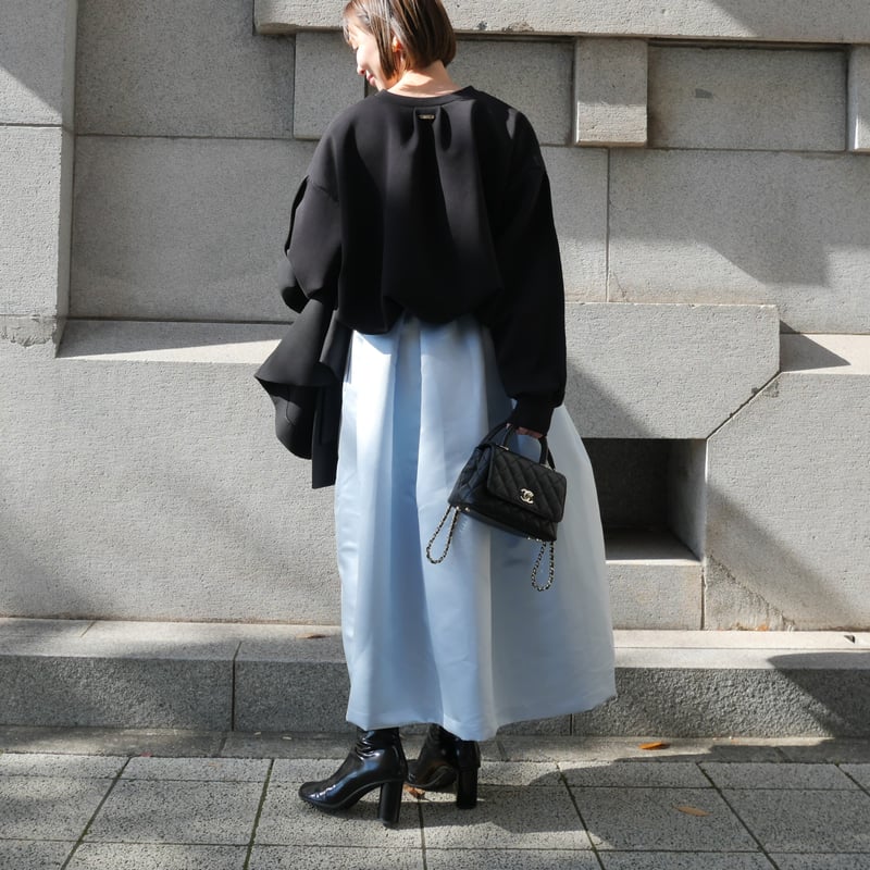 Satin Dress Tuck SK sax | HEVE