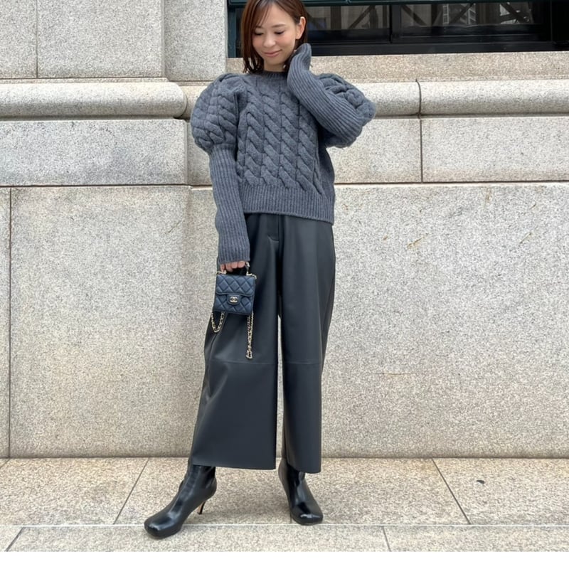 Bubbly 2way Cable Cardigan charcoal | HEVE