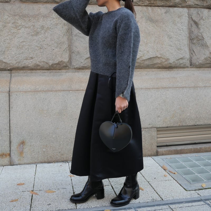 予約】Satin Dress Tuck SK black | HEVE