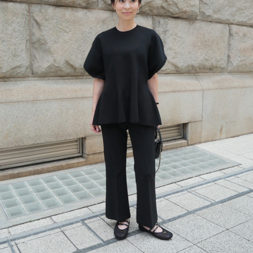 heve♡Arch Peplum knit、チャコール HEVE Arch Peplum knit charcoal