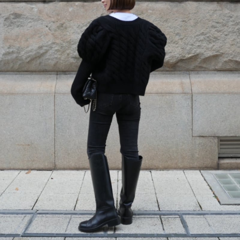 Bubbly 2way Cable Cardigan black | HEVE