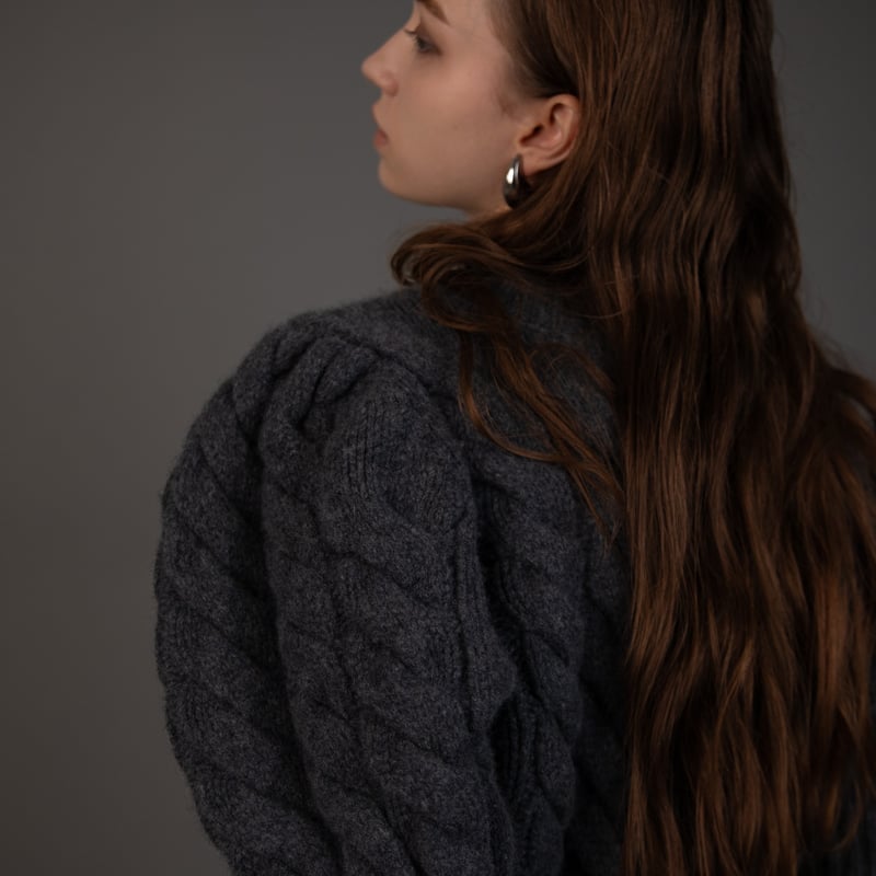 Bubbly 2way Cable Cardigan charcoal | HEVE