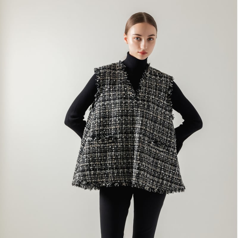 Tweed Gilet black | HEVE