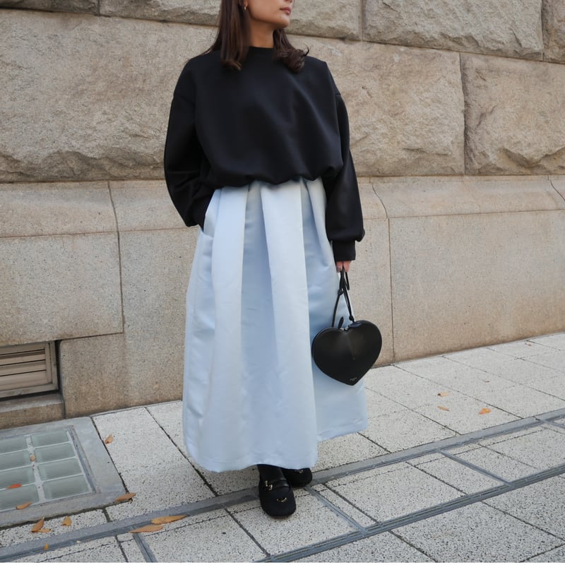 Satin Dress Tuck SK sax | HEVE