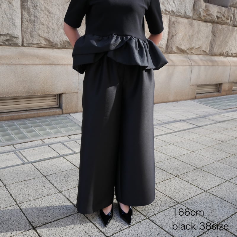 Heve シルキータックワイドパンツ　ブラック　38 シルキータックワイドPT ブラック | HEVE
