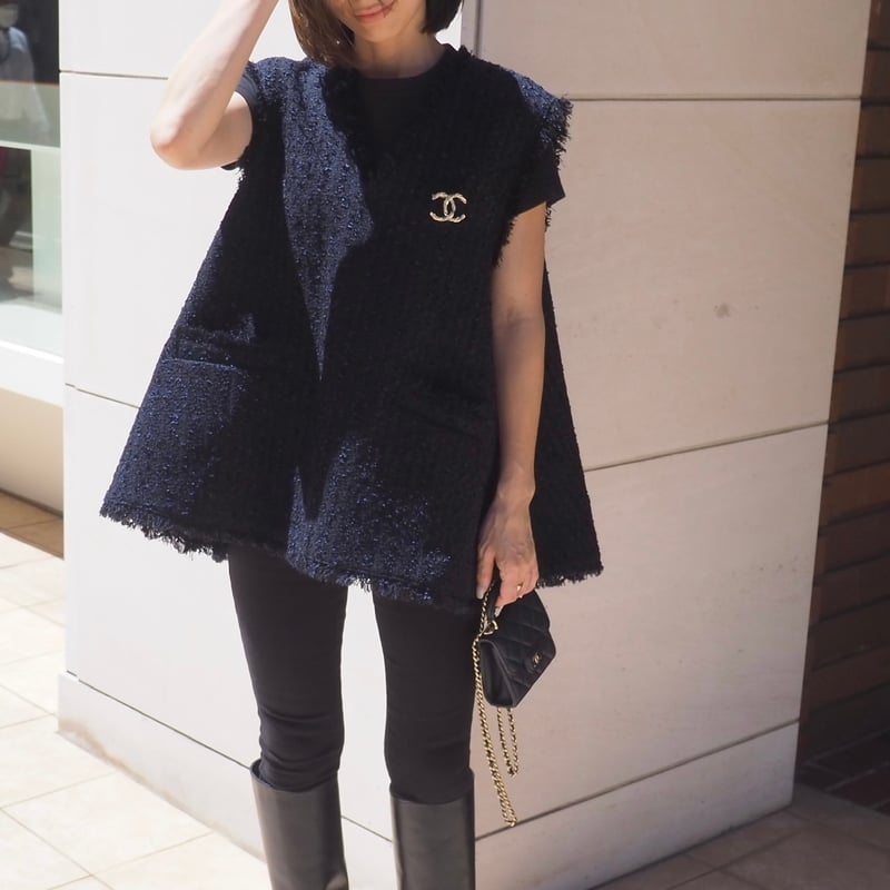 トップス Heve Tweed Gilet black Tweed Gilet navy | HEVE