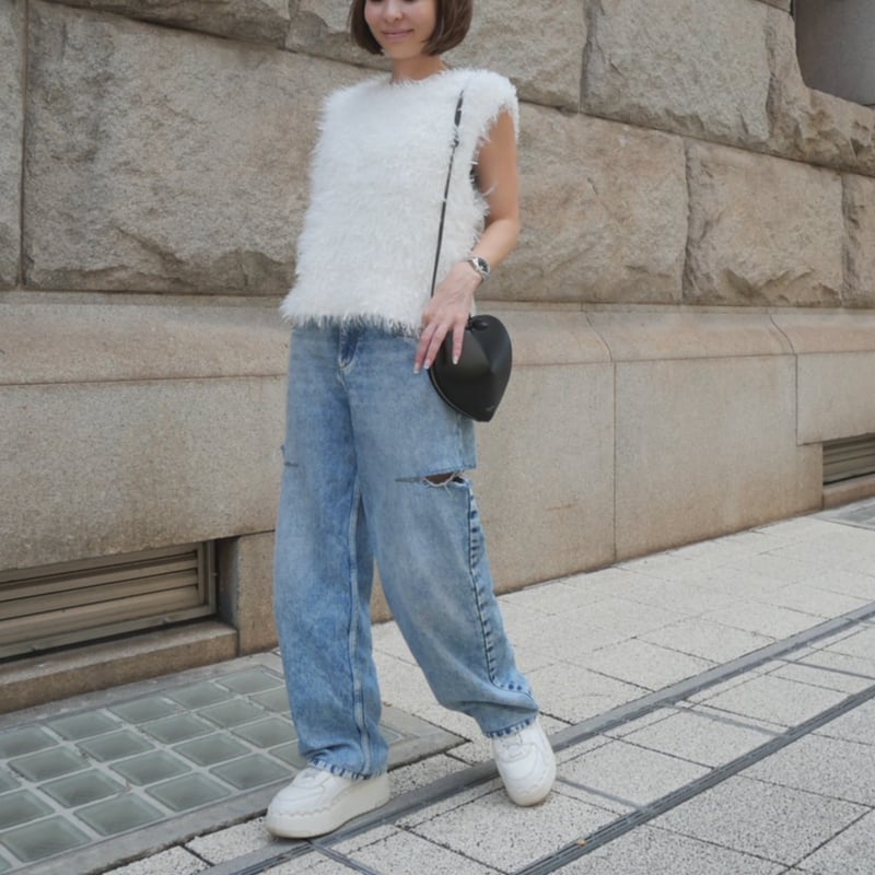 heve へイヴ tinkerknit カラー　ホワイト Tinker Knit white | HEVE