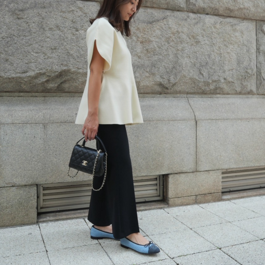 heve♡Arch Peplum knit、チャコール Arch Peplum knit black | HEVE