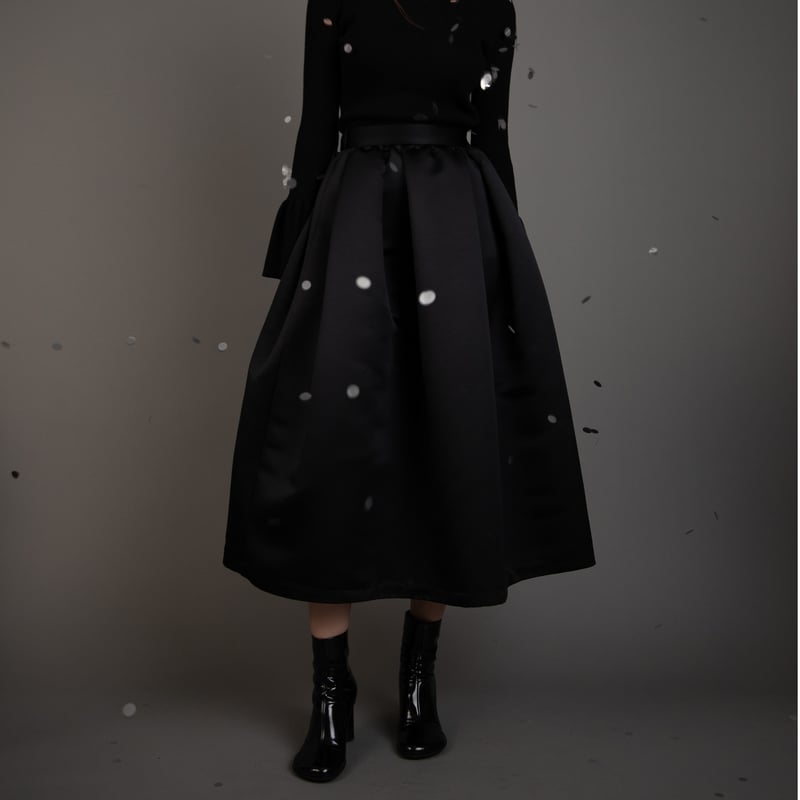 Satin Dress Tuck SK black | HEVE