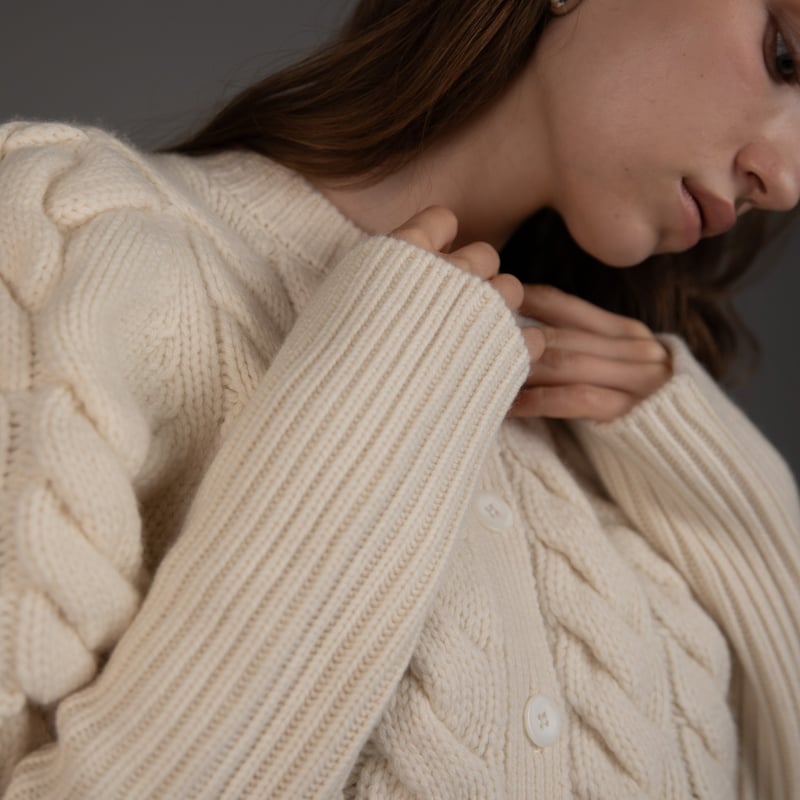 Bubbly 2way Cable Cardigan white | HEVE