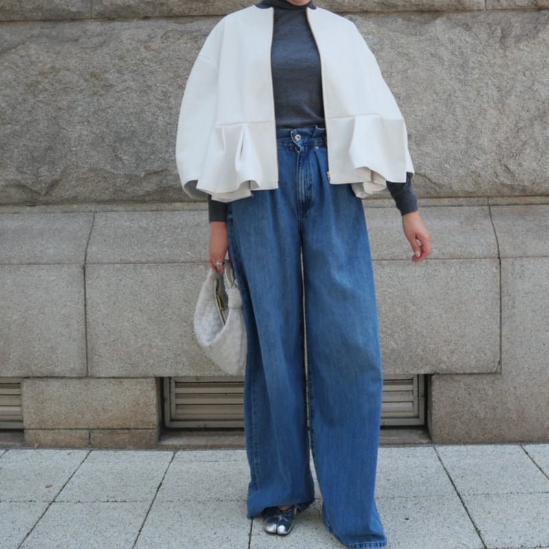 Heve【新品】Petal Form Blouson　ペプラムレザーblack Petal Form Blouson black | HEVE