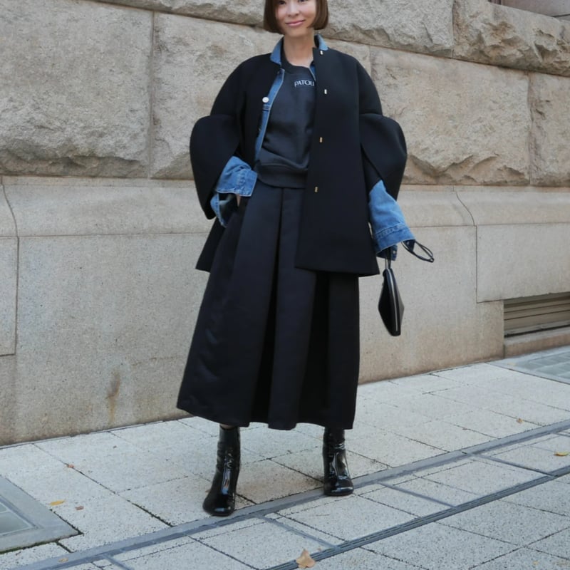 予約】Satin Dress Tuck SK black | HEVE