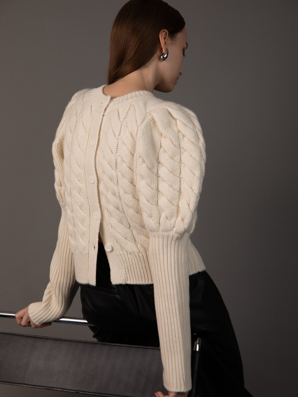 トップス heve Bubbly 2way Cable Cardigan charcoal HEVE bubbly 2way cable cardigan