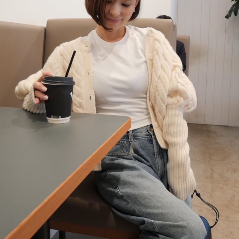 トップス Heve Bubbly 2way Cable Cardigan white 11月中旬発送】Bubbly 2way Cable Cardigan white | HEVE