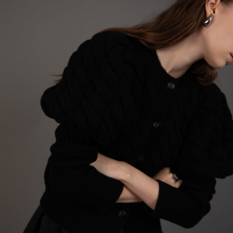 Bubbly 2way Cable Cardigan black | HEVE
