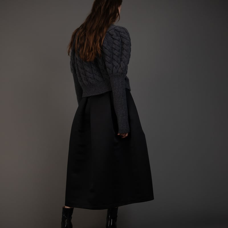 Satin Dress Tuck SK black | HEVE