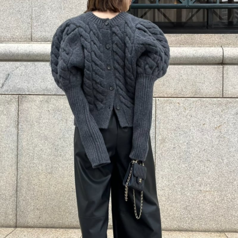 ❤️heve❤️Bubbly 2way Cable Cardigan チャコール Bubbly 2way Cable Cardigan charcoal | HEVE