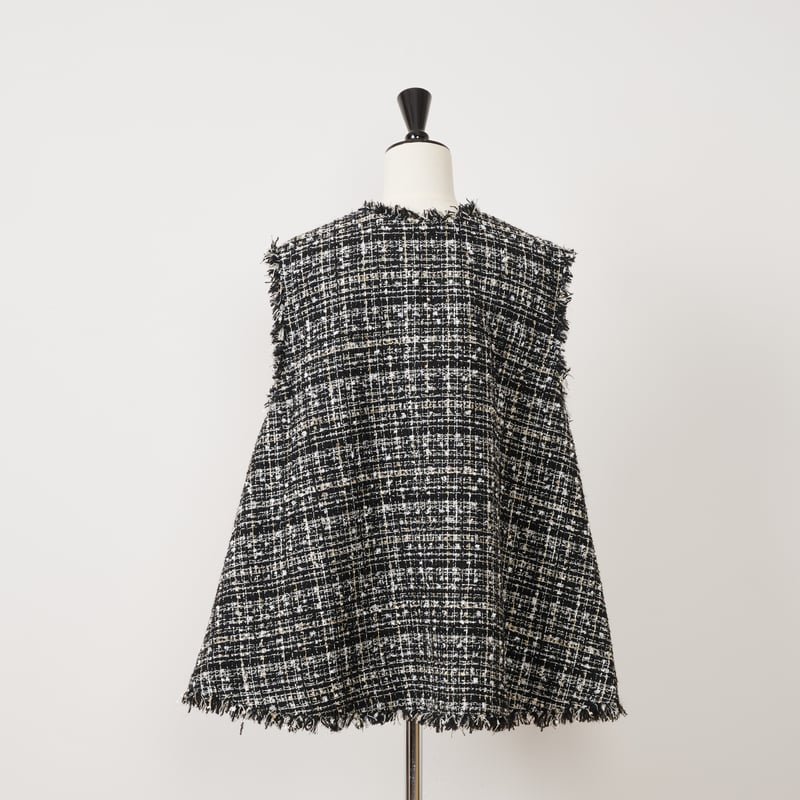 トップス heve Tweed Gilet navy Tweed Gilet black | HEVE