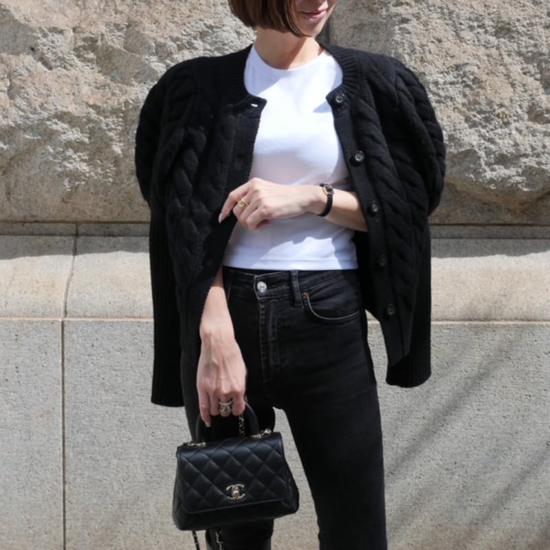 Bubbly 2way Cable Cardigan black | HEVE