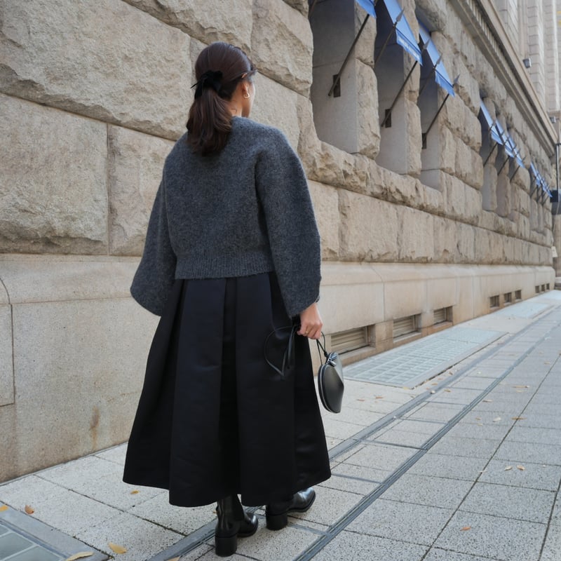 予約】Satin Dress Tuck SK black | HEVE