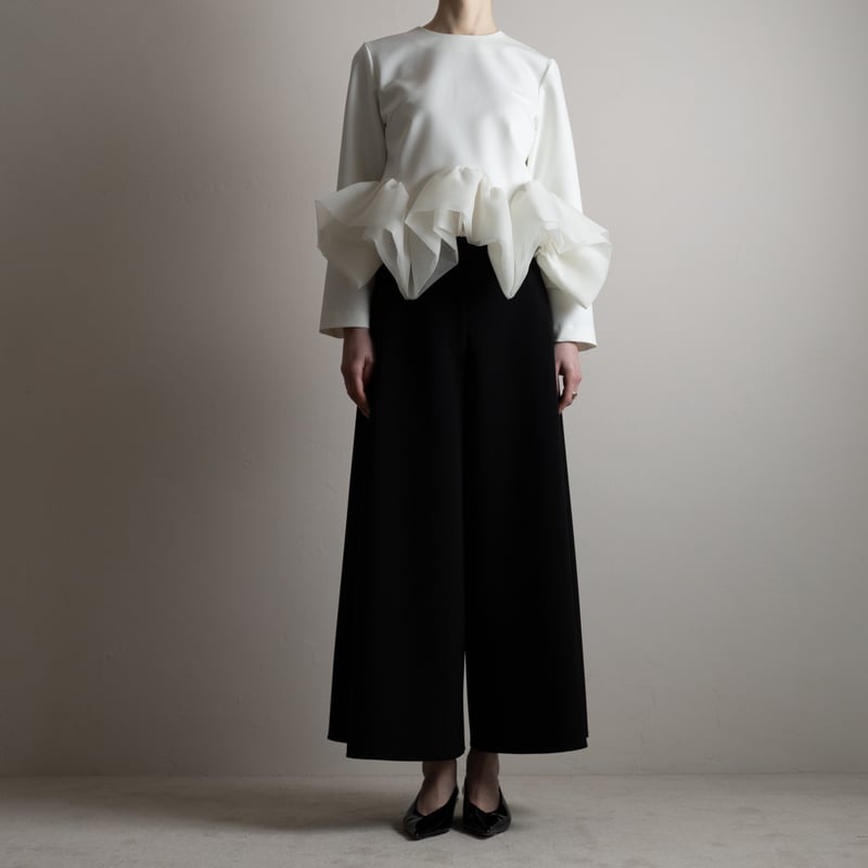 予約】Prima Peplum blouse white | HEVE