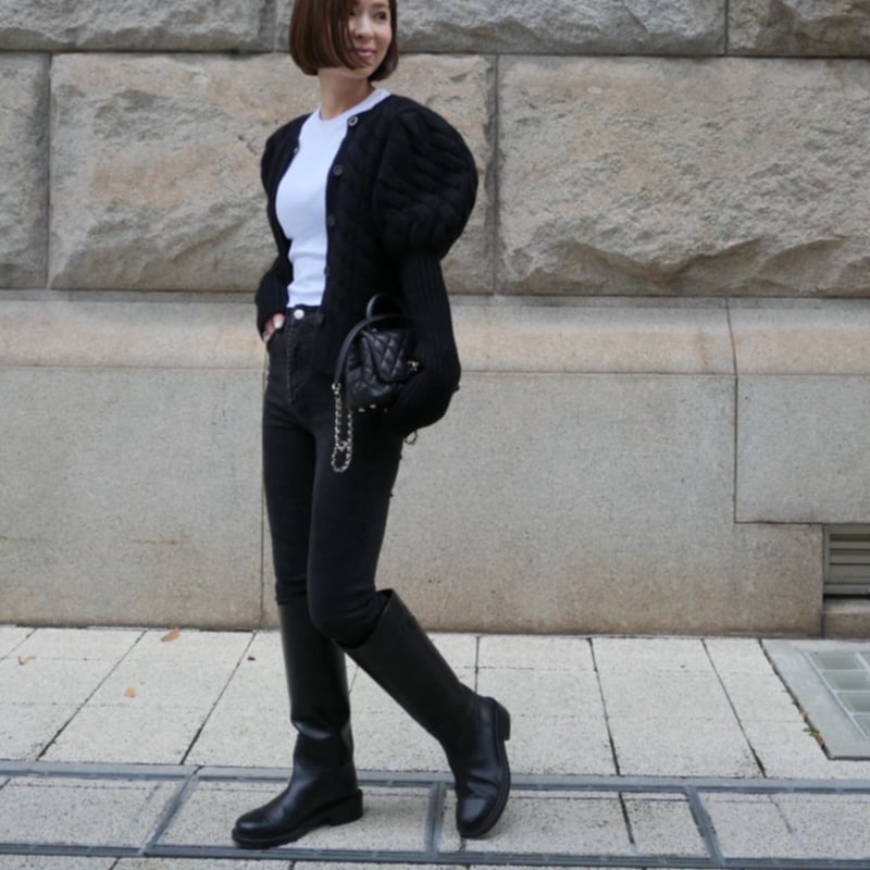 Bubbly 2way Cable Cardigan black | HEVE