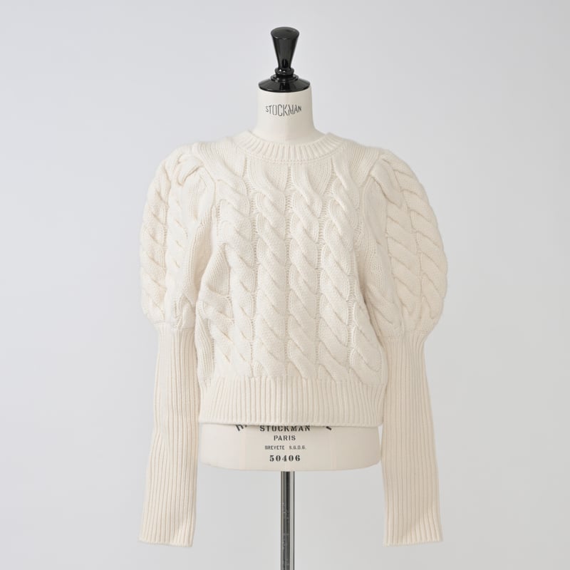 Heve bubbly 2way cable cardigan へイヴ ニット Bubbly 2way Cable Cardigan white | HEVE
