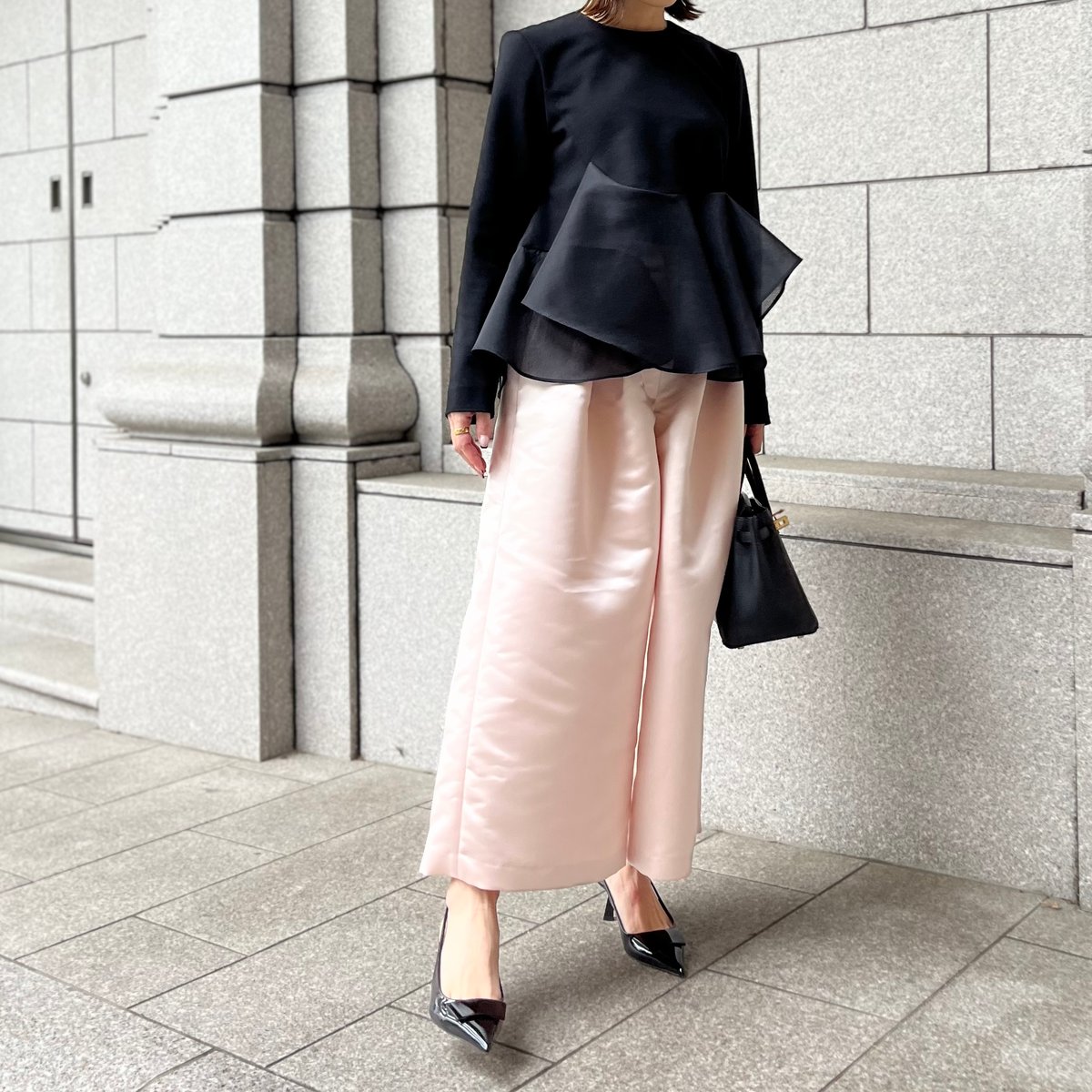 完売品　Have サテンフレアガウチョPT ピーチ 完売品 Have サテンフレアガウチョPT ピーチ セール】 リネン