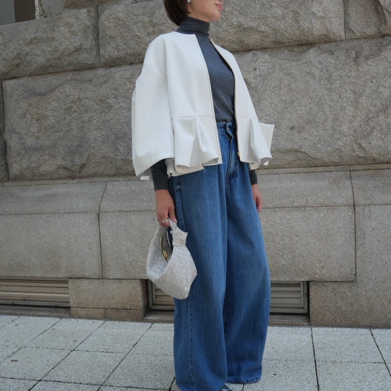 Heve【新品】Petal Form Blouson　ペプラムレザーblack Petal Form Blouson black | HEVE