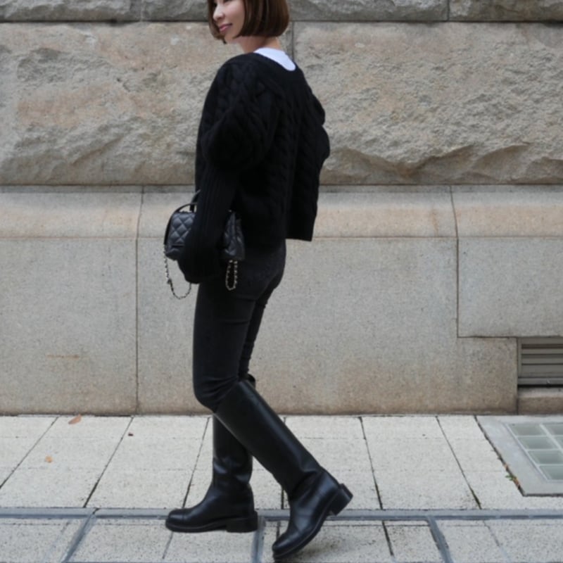 Bubbly 2way Cable Cardigan black | HEVE