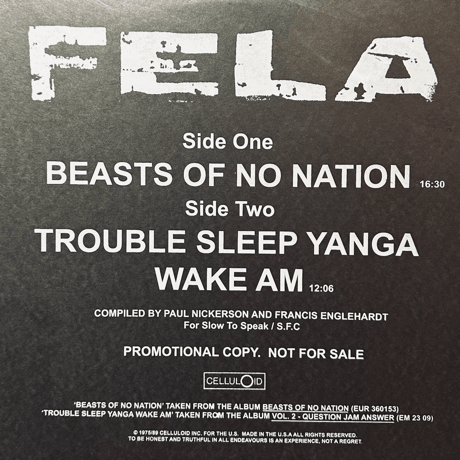 Fela Kuti/Beasts Of No Nation / Trouble Sleep Yanga Wake Am-Slow To Speak-