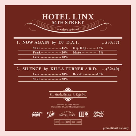 DJ D.A.I. & KILLA TURNER/B.D.「HOTEL LINX VOL.4」-Mix CD-