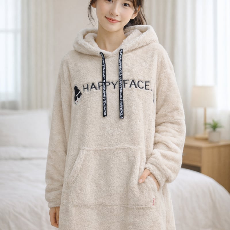HAPPYFACE マイクロファーBIGパーカー | Smile Closet