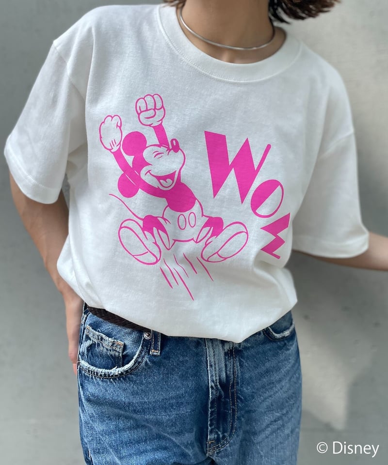 Disney(ディズニー)】別注 ミッキーマウス / WOWプリント半袖Tシャツ