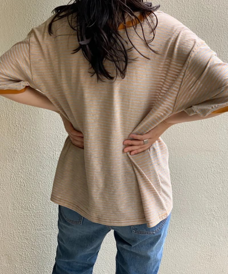 2WAY】シアースラブボーダー カットアウトリンガーTシャツ | Emilie