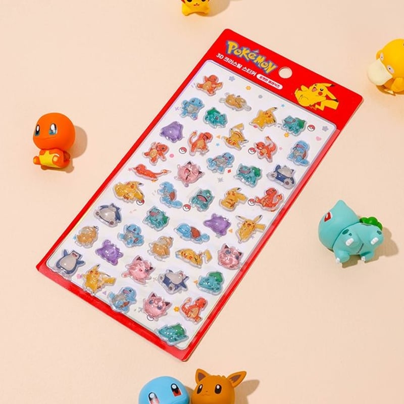 16枚 韓国 ポケモン 3d 硬いタイプ シール　韓国限定 toktok 韓国シール】3D CRYSTAL STICKER《ポケモン/ポケットモンスター