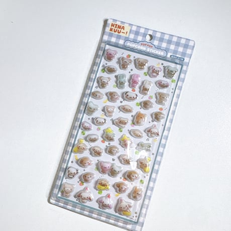 【HINAKUU】POP POP POPCORN STICKER ステッカーシール/ブルー