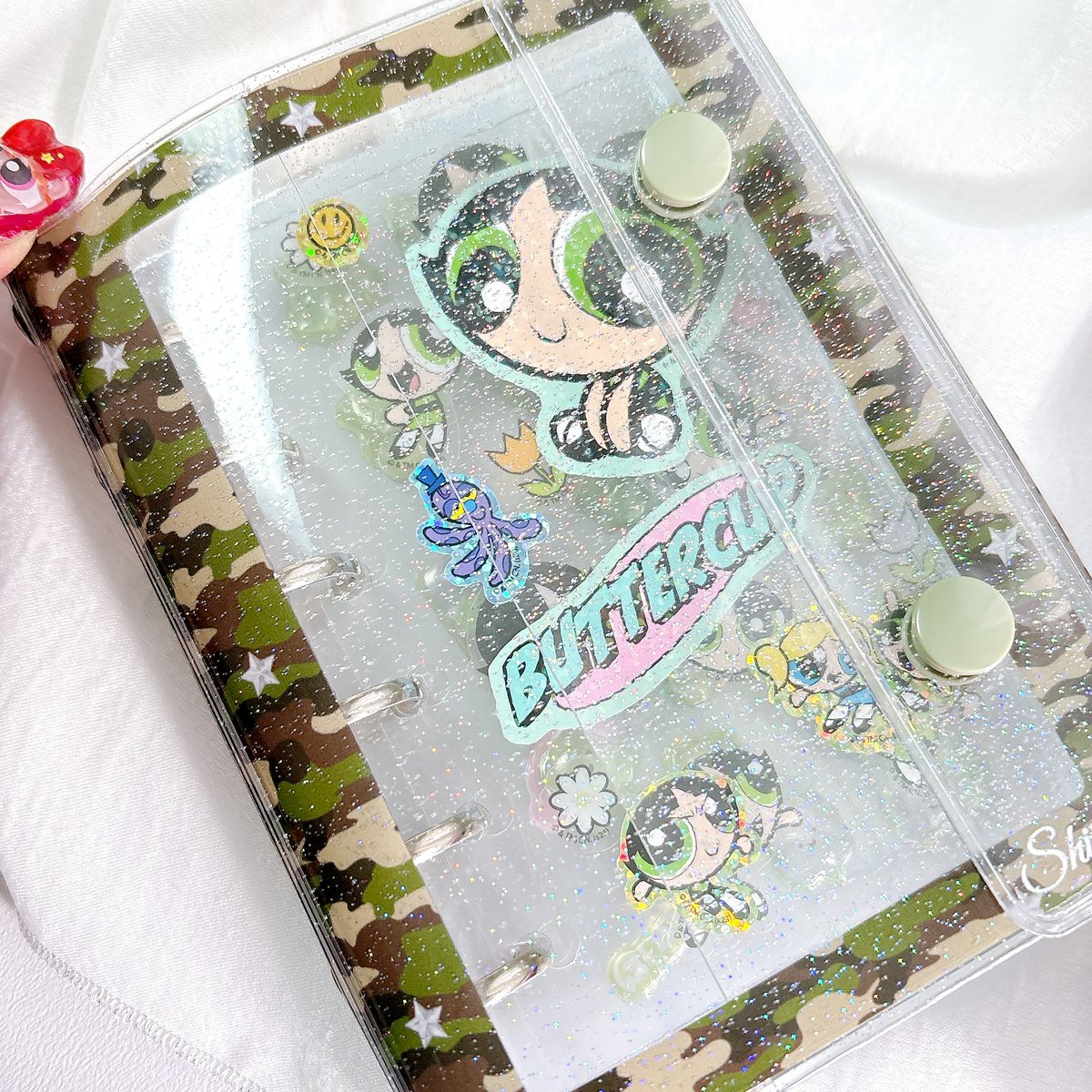 高品質！【A7】カモフラ＆ヒョウ柄ラメ入りバインダー/シール帳