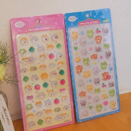 【heeheeclub】POP POP POPCORN STICKER ステッカーシール/ピンク