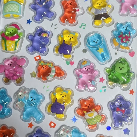 【韓国シール】3D CRYSTAL STICKER《ジェリーベア》シール