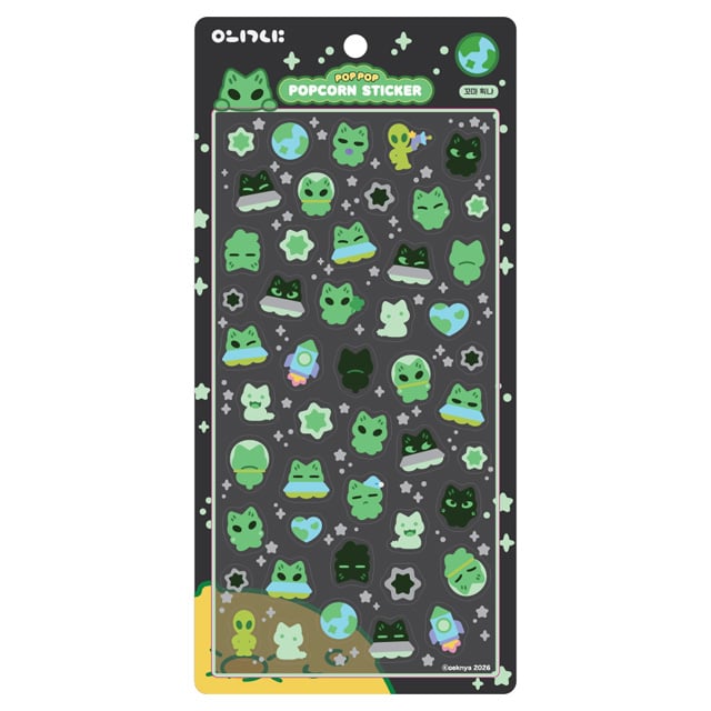 oeknya】POP POP POPCORN STICKER ステッカーシール/ブラック |