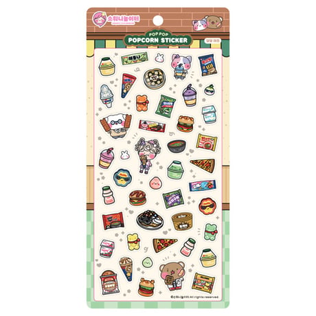 【SW Playground】POP POP POPCORN STICKER ステッカーシール/イエロー